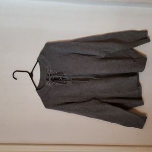 who what wear | Heather Grey Cozy Lace-up Sweater | Women's Medium